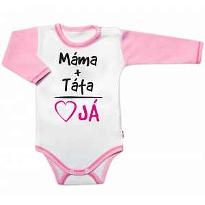 Body dlouhý rukáv s vtipným textem, Máma+Táta, vel. 68, holka