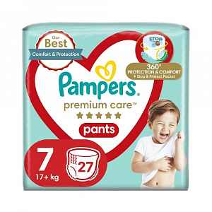 PAMPERS Kalhotky plenkové Premium Care Pants vel. 7 (27 ks) 17+ kg