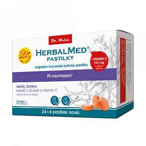 HerbalMed Dr.Weiss pastilky BEZ CUKRU Šalvěj-ženšen 24+6 ks