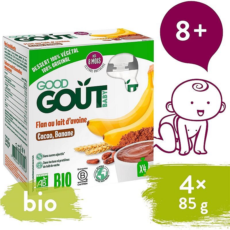 4x GOOD GOUT BIO Dezert ovesný s banánem, datlemi a kakaem 85 g