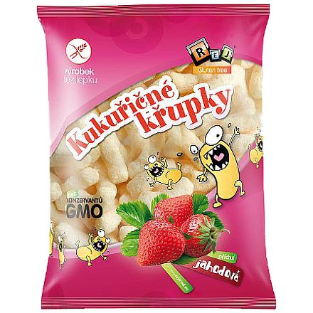 Kukuřičné křupky jahodové 90g