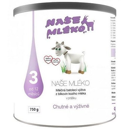 NAŠE MLÉKO 3 batol.výživa z kozího mléka 12M+ 750g