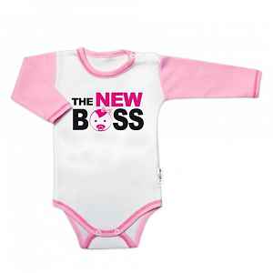 Body dl. rukáv s vtipným textem, The New Boss, vel. 74
