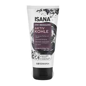 ISANA Pleťový peeling s aktivním uhlím 3v1 100 ml