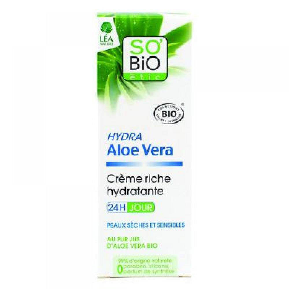 SO´BIO Bio krém bohatě hydratující denní aloe vera 50 ml