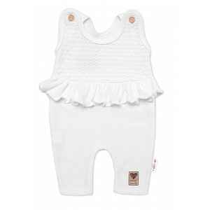 Baby Nellys Pletené láclové kalhoty Girl s volánkem, bílé,62