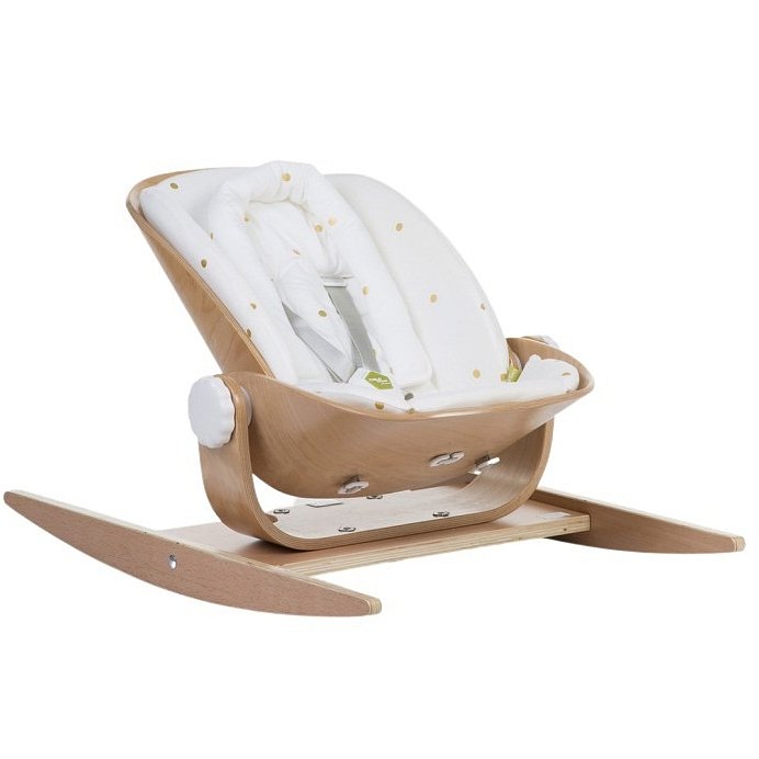 Childhome Podložka do houpacího lehátka Wood Rock Jersey Gold Dots