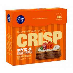 Fazer Crisp Žitné s příchutí pečené papriky křupavé plátky 200 g