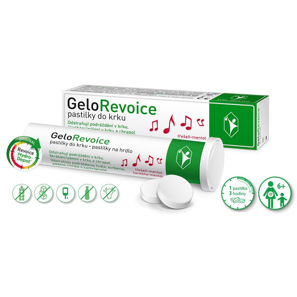 GeloRevoice pastilky do krku třešeň-mentol 20ks - II.jakost