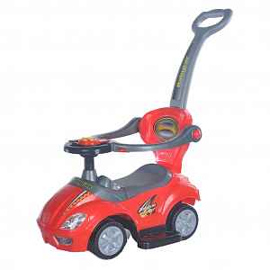 Baby Mix Dětské odrážedlo s vodící tyčí 3v1  Mega Car červené