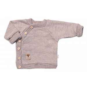 Baby Nellys Pletený svetřík s knoflíčky, Hand Made, béžový,80/86