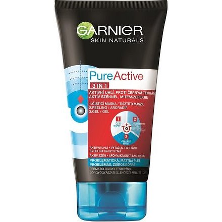 Garnier Pure Active čistící gel peeling a maska proti černým tečkám 150ml