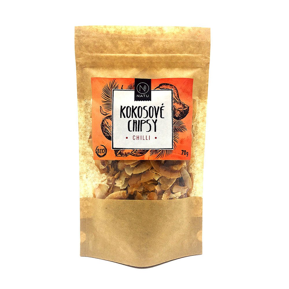 NATU Kokosové chipsy BIO chilli 70g
