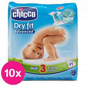 CHICCO Dry Fit Pleny jednorázové 3 Midi (4-9 kg) 210 ks - Měsíční zásoba