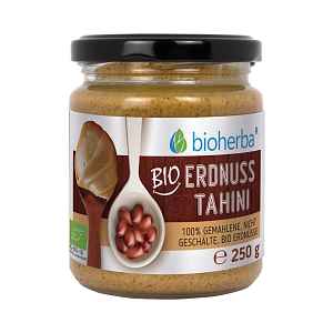100% bio arašídové tahini z mletých neloupaných jader – 250 g – Bioherba