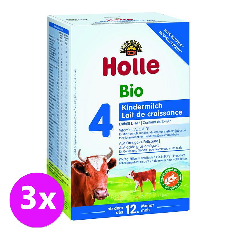 3 x HOLLE Bio Dětská mléčná výživa 4 pokračovací