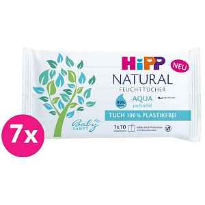 7x HIPP Babysanft Čistící vlhčené ubrousky Aqua Natural 10 ks