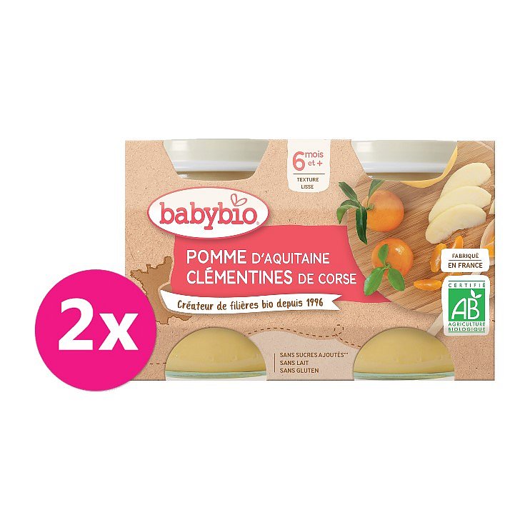 2 x BABYBIO Jablko s klementinkami 130 g