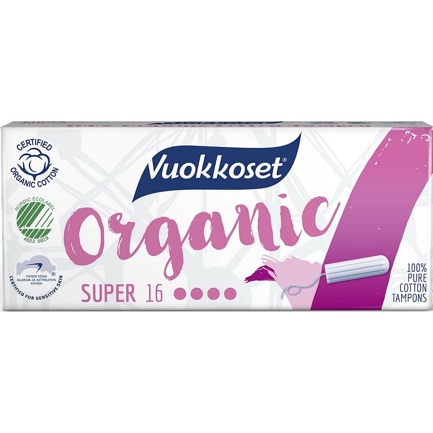 VUOKKOSET Organické tampony super 16 ks