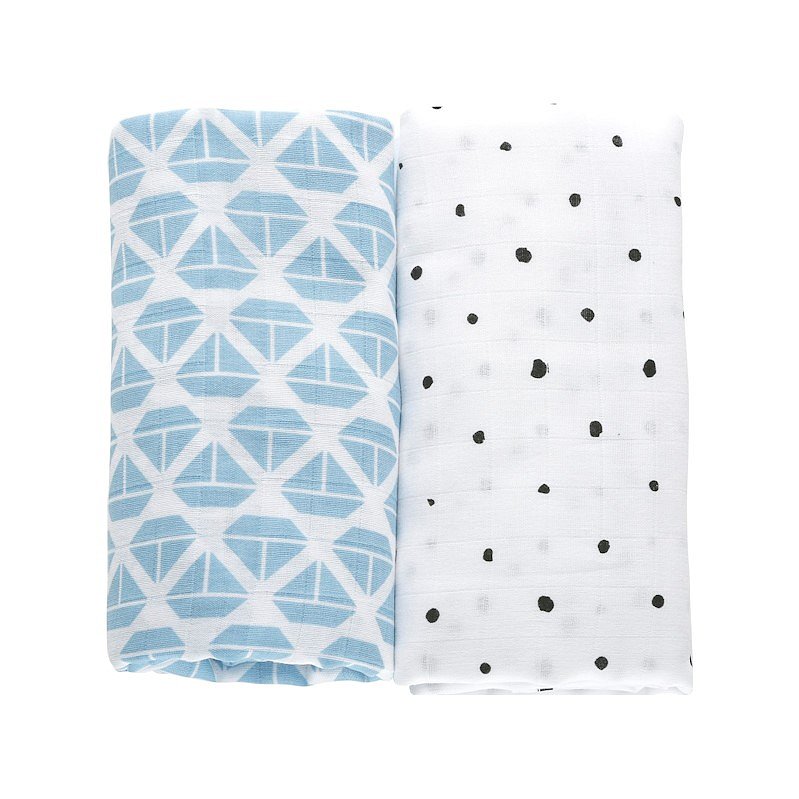 MOTHERHOOD Přikrývka mušelínová 2ks Blue Boats 100x120 cm