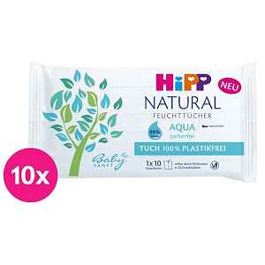 10x HIPP Babysanft Čistící vlhčené ubrousky Aqua Natural 10 ks