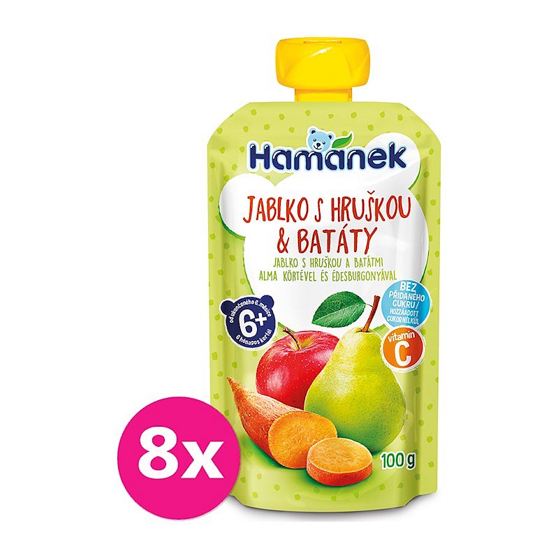 8x HAMÁNEK Kapsička Jablko hruška batáty 100 g