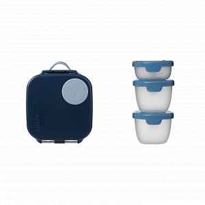 B.BOX Svačinový box střední + krabičky Snack tubs - set modrý