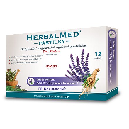 HerbalMed Dr.Wiess pastilky Šalvěj-ženšen 12 ks