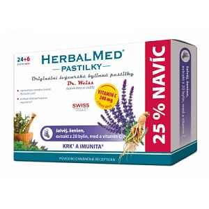 HerbalMed Dr.Weiss pastilky Šalvěj-ženšen 24+6 ks