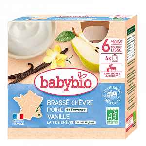 4 x BABYBIO Svačinka z kozího mléka s hruškou a vanilkou 85 g