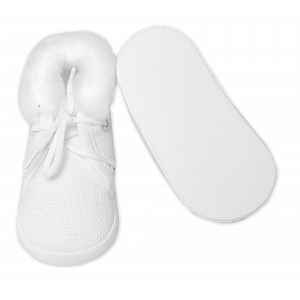 Baby Nellys Kojenecké capáčky/botičky na šněrování s kožíškem,  bílé
