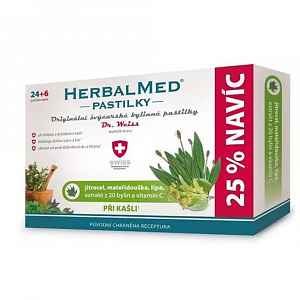HerbalMed Dr.Weiss pastilky Jitrocel-mateřídouška-lípa 24+6 ks