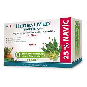 HerbalMed Dr.Weiss pastilky Jitrocel-mateřídouška-lípa 24+6 ks