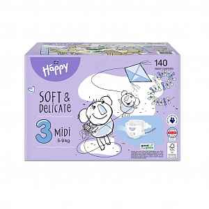 Bella Baby Happy Soft&Delicate 3 Midi 5-9 kg dětské pleny box 140 ks