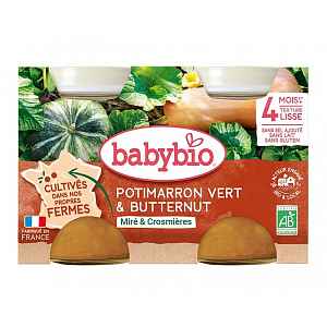 BABYBIO Zelená a máslová dýně z naší vlastní ekofarmy 2x130 g