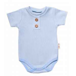 Baby Nellys Kojenecké žebrované body s knoflíčky kr. rukáv, Boy - sv. modré, vel. 68