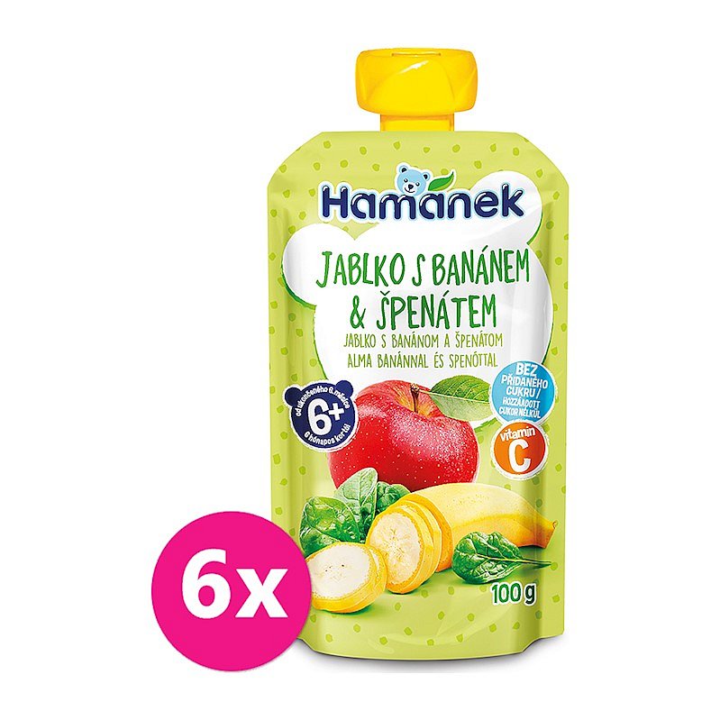6x HAMÁNEK Kapsička Jablko banán špenát 100 g