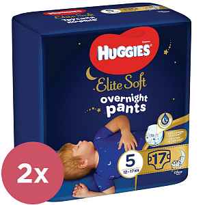 2x HUGGIES Elite Soft Pants OVN Kalhotky plenkové jednorázové 5 (12-17 kg) 17 ks