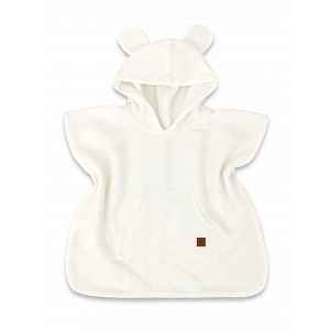 Baby Nellys Dětské mušelínové pončo lux s kapucí Teddy, rychleschnoucí, smetanové
