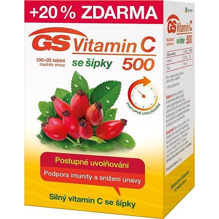 GS Vitamín C 500 se šípky tablety 100 + 20 2016