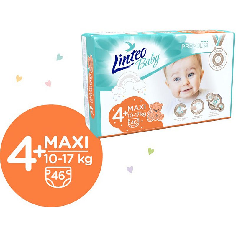 LINTEO BABY Plenky Baby Prémium MAXI+ (10-17 kg) 184 ks