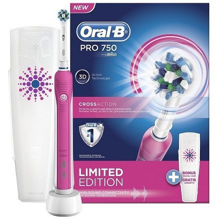Oral-B Pro 750 3DWhite Pink + náhradní hlavice ZDARMA*