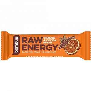BOMBUS Raw energetická tyčinka pomeranč a kakaové boby 50 g