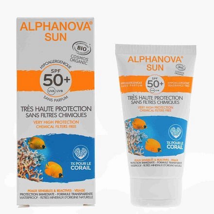 Alphanova Opalovací krém na obličej BIO SPF50+ 50g