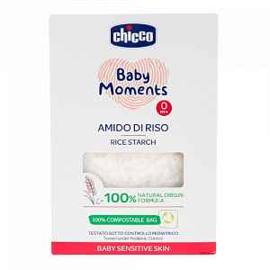 CHICCO Škrob dětský rýžový do koupele zklidňující Baby Moments Sensitive 100 % bio 250g