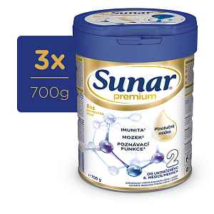 3x SUNAR Mléko pokračovací Premium 2 700 g