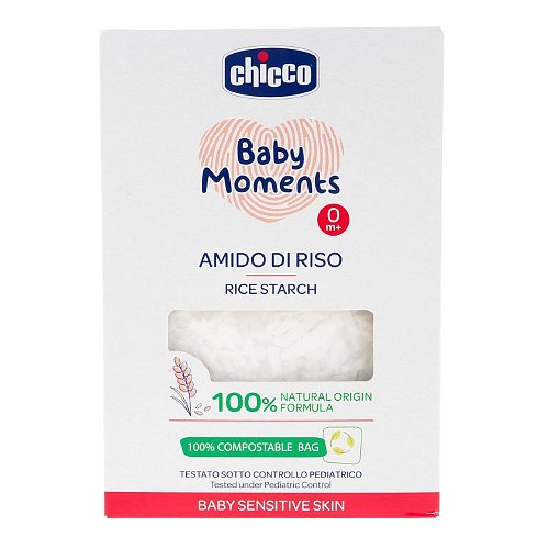 CHICCO Škrob dětský rýžový do koupele zklidňující Baby Moments Sensitive 100 % bio 250g