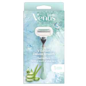 Gillette Venus Deluxe Smooth Sensitive dámský holicí strojek 1 ks + 1 náhradní hlavice