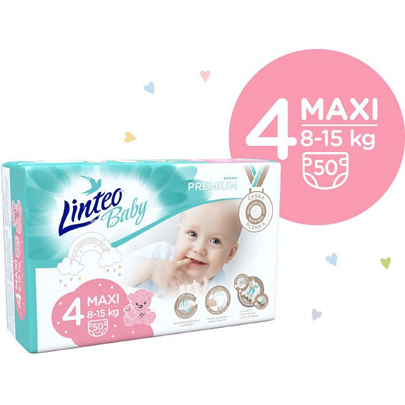 LINTEO BABY Plenky Baby Prémium MAXI (8-15 kg) 200 ks