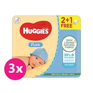 3x HUGGIES Vlhčené ubrousky Pure Triplo 56x3 ks